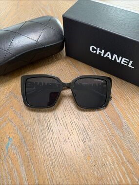 CHANEL Black Square Oversized Sunglasses